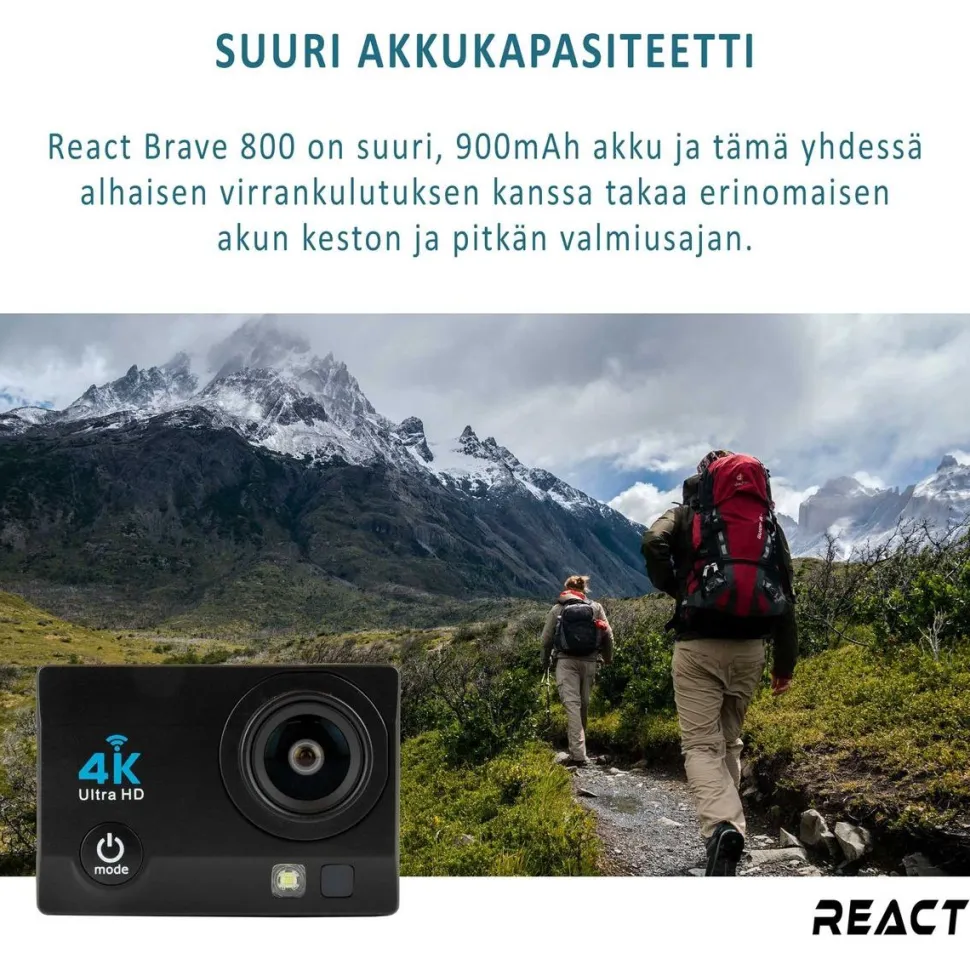 Action-kamera React Brave 800 V2 eri värejä