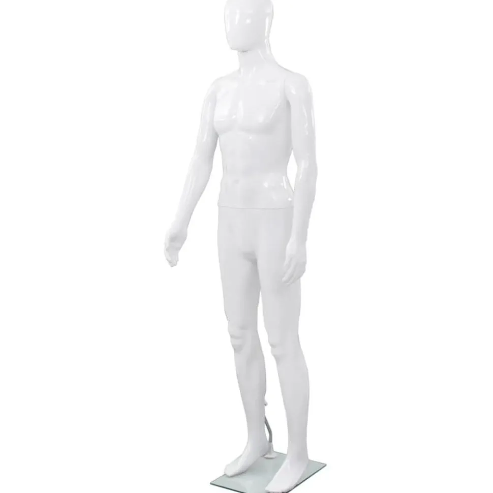 Aidon kokoinen miesmallinukke lasijalustalla 185cm