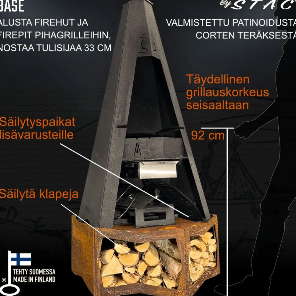Alusta FIREHUT® pihagrilliin corten teräs