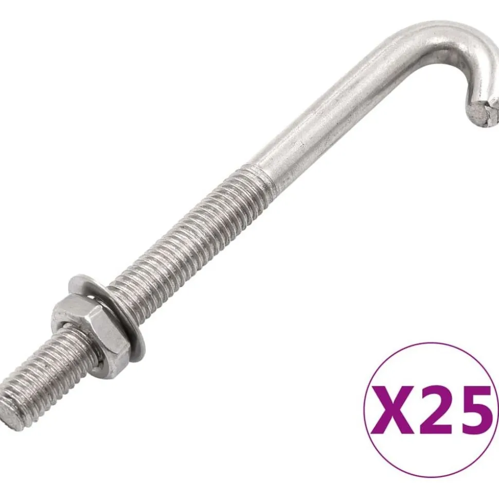 Ankkuroitu J-pultti mutteri ja aluslevy M8x120mm 25kpl