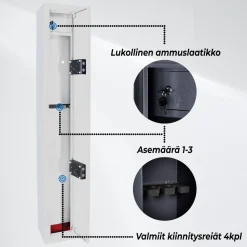 Asekaappi Trekker 3 asetta musta