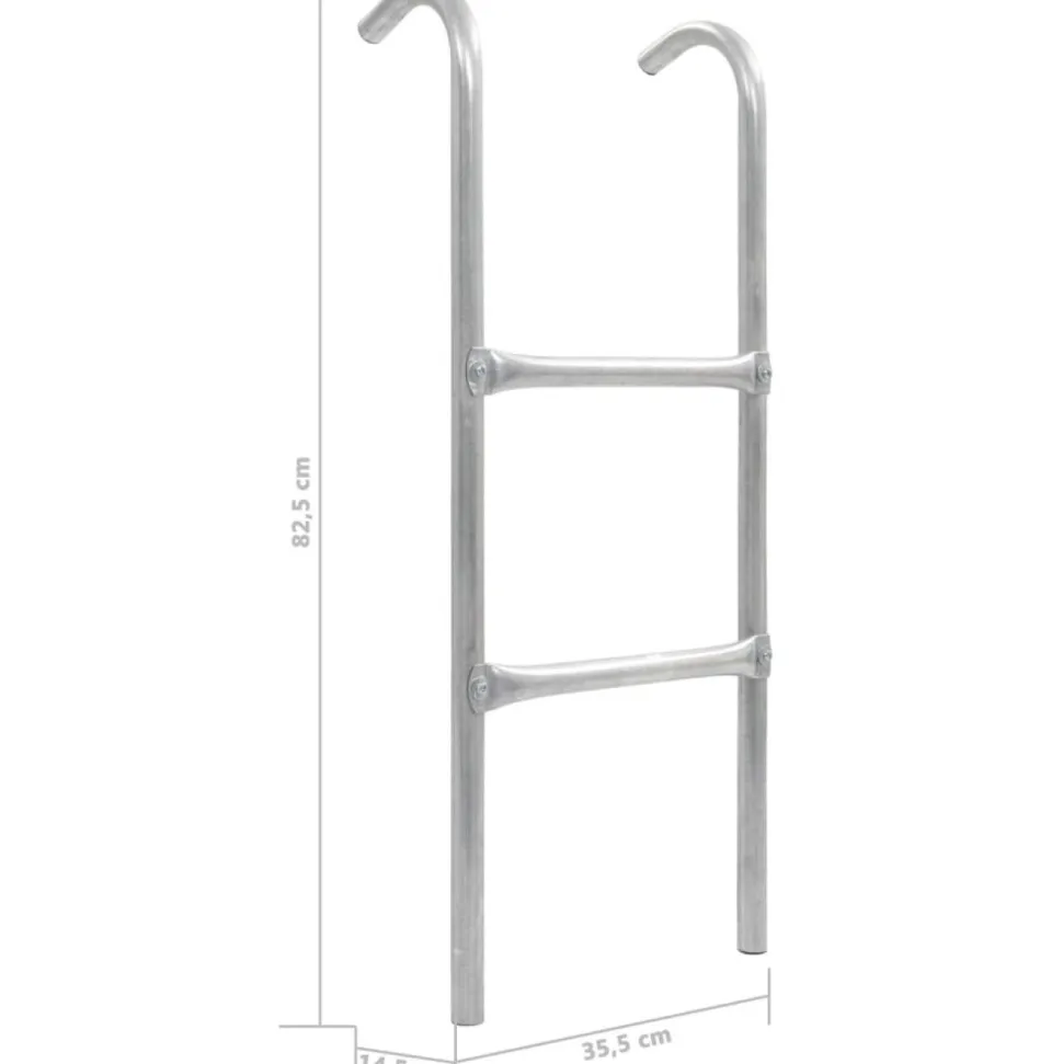 2-askelmaiset trampoliinin tikkaat, teräs, hopea, 82,5 cm