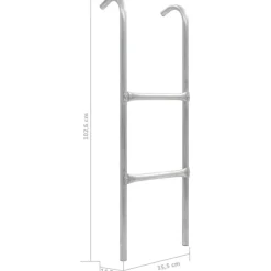 2-askelmaiset trampoliinin tikkaat, teräs, hopea, 102,6 cm