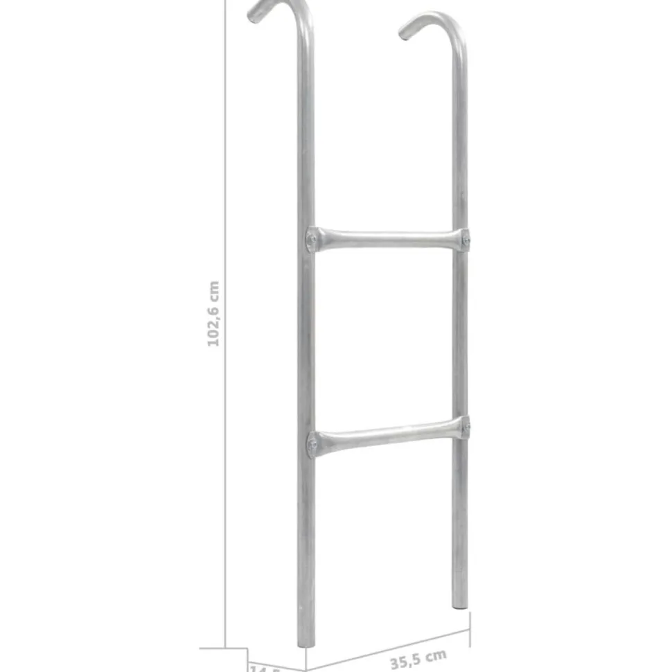 2-askelmaiset trampoliinin tikkaat, teräs, hopea, 102,6 cm