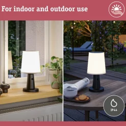 Aurinkokennopöytävalaisin Paulmann Ilanga 30cm IP44 2700K 125lm USB antrasiitti