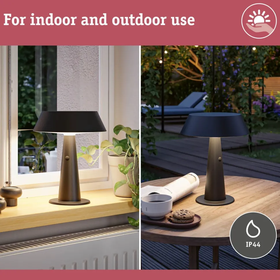 Aurinkokennopöytävalaisin Paulmann Soala 30.6cm 2700K 165lm 2.1W USB antrasiitti
