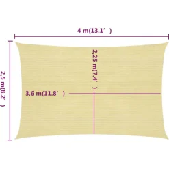 Aurinkopurje suorakulma, HDPE, 160g/m², eri kokoja ja värejä