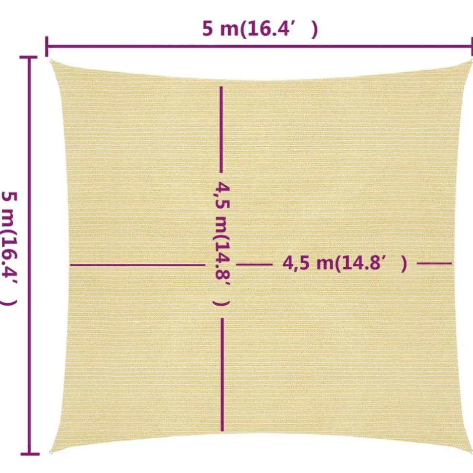 Aurinkopurje 160 g/m² beige 5x5 m HDPE