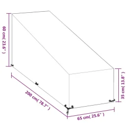 Aurinkotuolin suojus 12 purjerengasta 200x65x35/60 cm PE