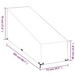 Aurinkotuolin suojus 12 purjerengasta 200x65x35/60 cm PE