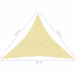 Aurinkovarjo purje HDPE kolmikulmainen 3.6x3.6x3.6 m beige