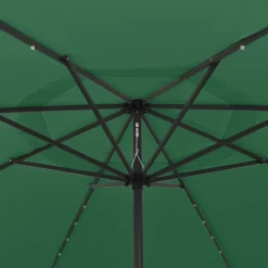 Aurinkovarjo LED-valot ja metallitanko 400 cm antrasiitti