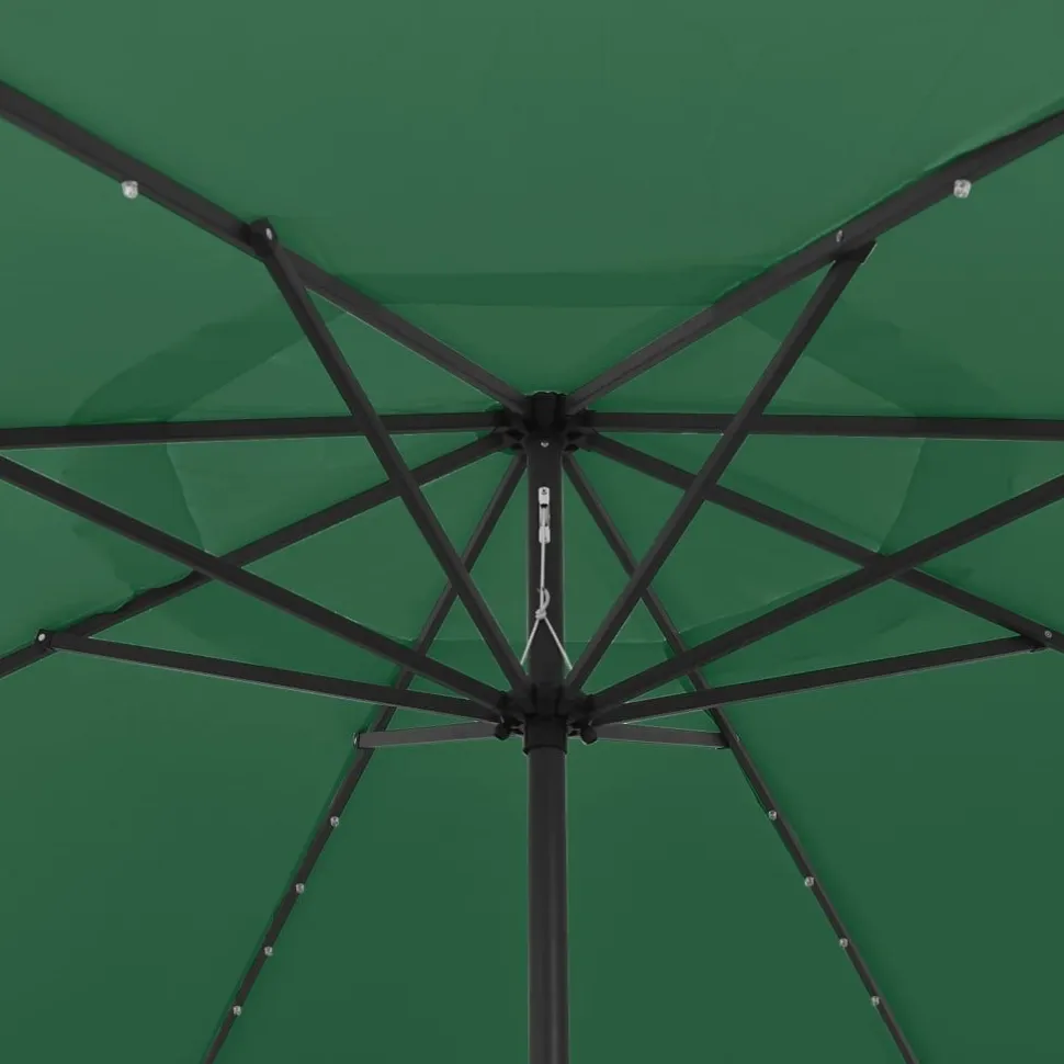 Aurinkovarjo LED-valot ja metallitanko 400 cm antrasiitti