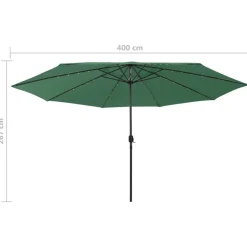 Aurinkovarjo LED-valot ja metallitanko 400 cm antrasiitti