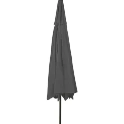 Aurinkovarjo LED-valot ja metallitanko 400 cm antrasiitti