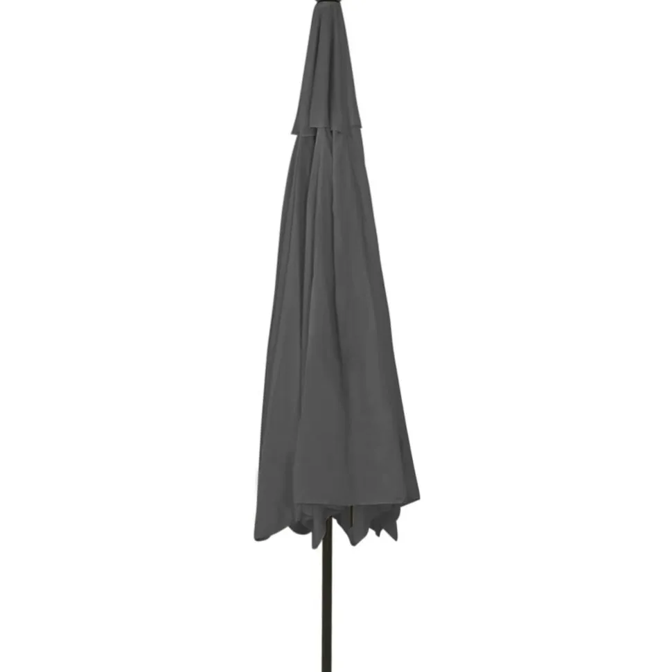 Aurinkovarjo LED-valot ja metallitanko 400 cm antrasiitti