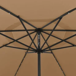 Aurinkovarjo LED-valot ja metallitanko 400 cm antrasiitti
