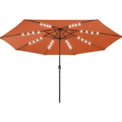 Aurinkovarjo LED-valot ja metallitanko 400 cm antrasiitti