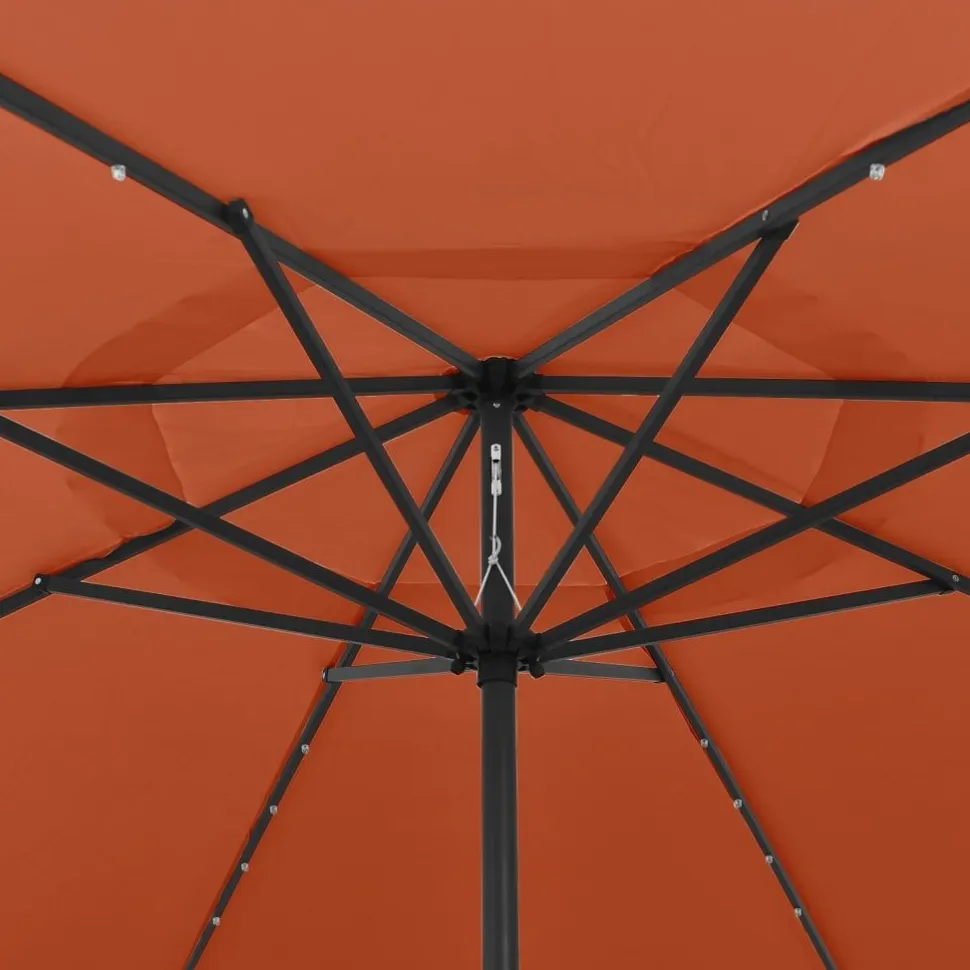 Aurinkovarjo LED-valot ja metallitanko 400 cm antrasiitti