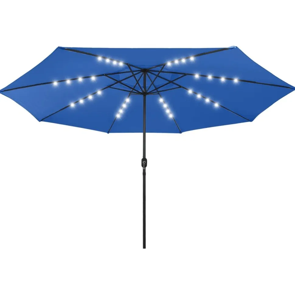 Aurinkovarjo LED-valot ja metallitanko 400 cm antrasiitti