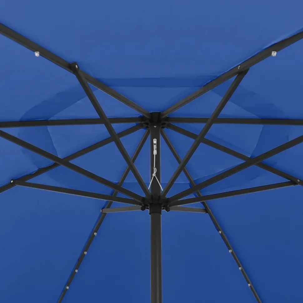 Aurinkovarjo LED-valot ja metallitanko 400 cm antrasiitti