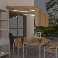 Automaattimarkiisi verhoLED/tuulisensori 3x2,5 m sininen/valkoinen