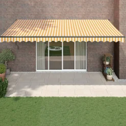 Automaattisesti sisäänkelattava markiisi keltainen/valkoinen 5x3 m