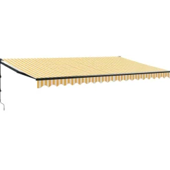 Automaattisesti sisäänkelattava markiisi keltainen/valkoinen 5x3 m
