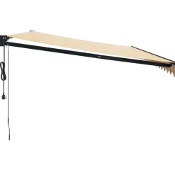 Automaattisesti sisäänkelattava markiisi keltainen/valkoinen 5x3 m