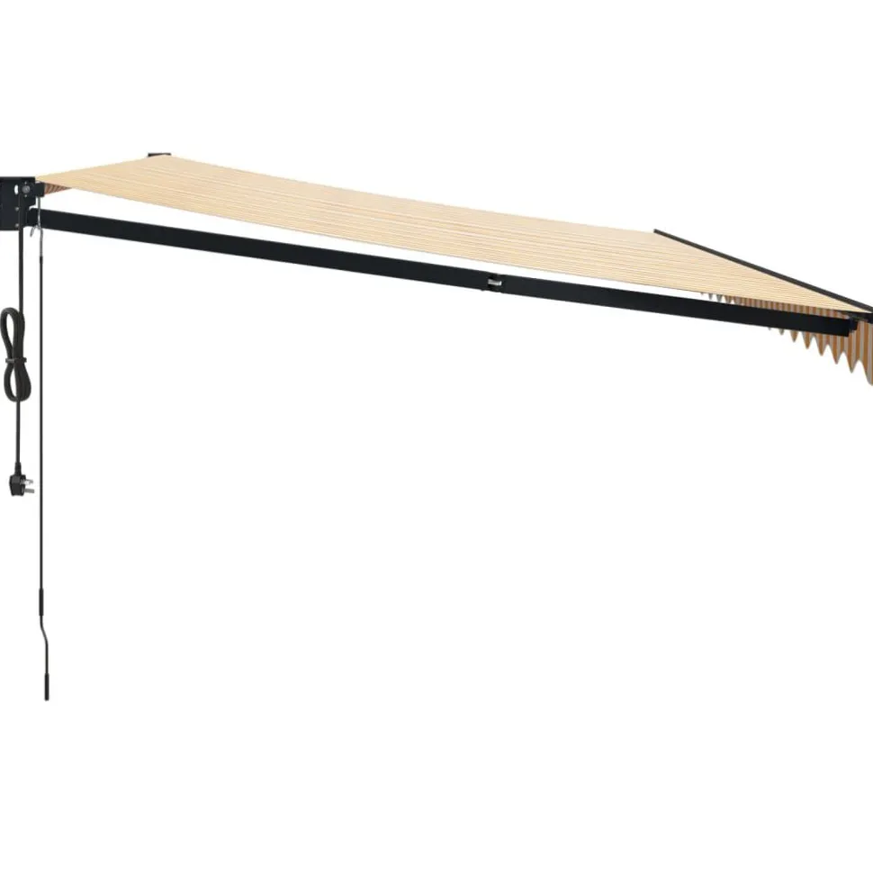 Automaattisesti sisäänkelattava markiisi keltainen/valkoinen 5x3 m