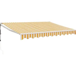 Automaattisesti sisäänkelattava markiisi keltainen/valkoinen 3x2,5 m