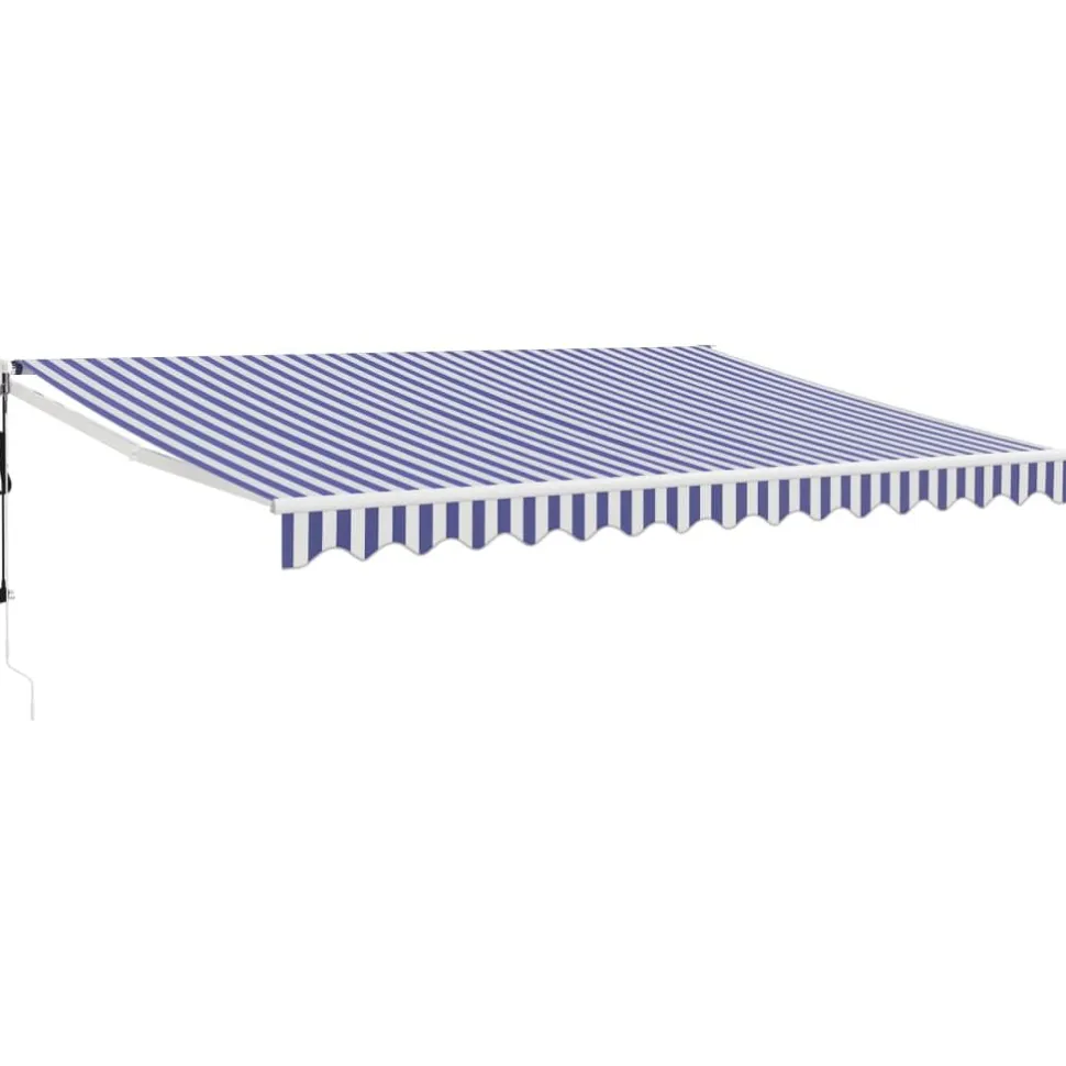 Automaattisesti sisäänkelattava markiisi sininen/valkoinen 4,5x3 m