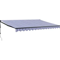 Automaattisesti sisäänkelattava markiisi sininen/valkoinen 4x3 m