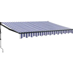 Automaattisesti sisäänkelattava markiisi sininen/valkoinen 3x2,5 m