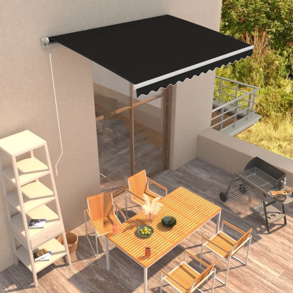 Automaattisesti sisäänkelattava markiisi 300x250cm sinivalk.