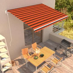 Automaattisesti sisäänkelattava markiisi 300x250cm sinivalk.