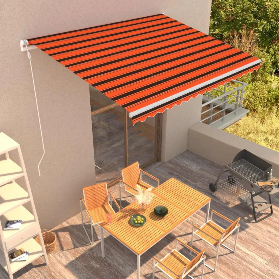 Automaattisesti sisäänkelattava markiisi 300x250cm sinivalk.