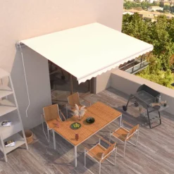 Automaattisesti sisäänkelattava markiisi 300x250cm sinivalk.