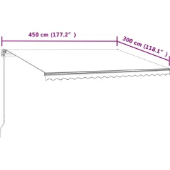 Automaattisesti sisäänkelattava markiisi 300x250cm sinivalk.