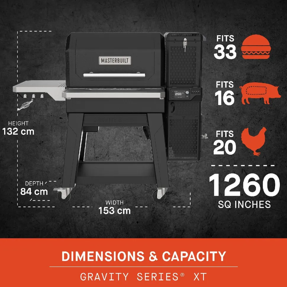 BBQ-hiiligrilli/savustin Masterbuilt Gravity Series XT, digitaalinen, wifi-ohjattava