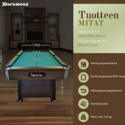 Biljardipöytä Blackwood Official 8' eri värejä