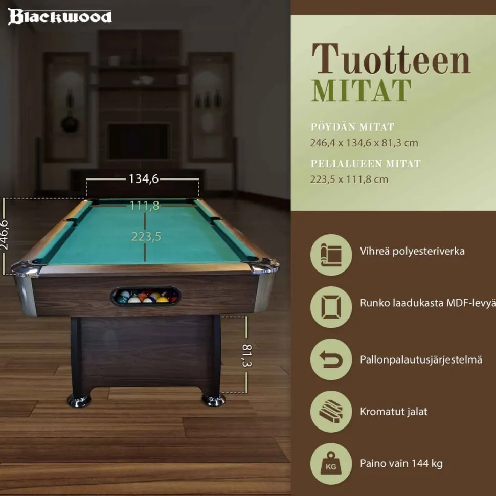 Biljardipöytä Blackwood Official 8' eri värejä