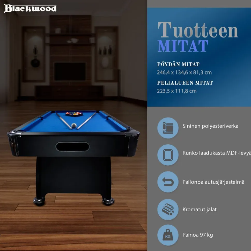 Biljardipöytä Blackwood Official 8' eri värejä