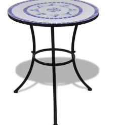 Bistrokalustesarja 3-osainen mosaiikki sininen ja valkoinen