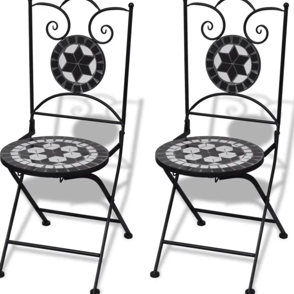 Bistrokalustesarja 3-osainen mosaiikki musta ja valkoinen