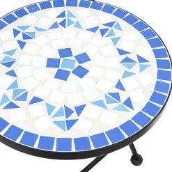 bistropöytäsarja Mosaiikki sinivalkoinen rauta ja keramiikka (16353)