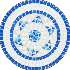 bistropöytäsarja Mosaiikki sinivalkoinen rauta ja keramiikka (16353)