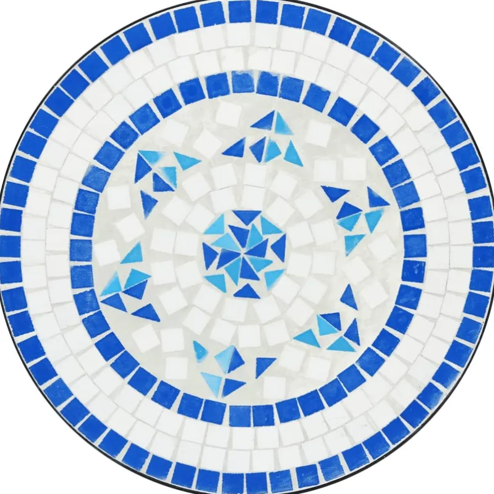 bistropöytäsarja Mosaiikki sinivalkoinen rauta ja keramiikka (16353)