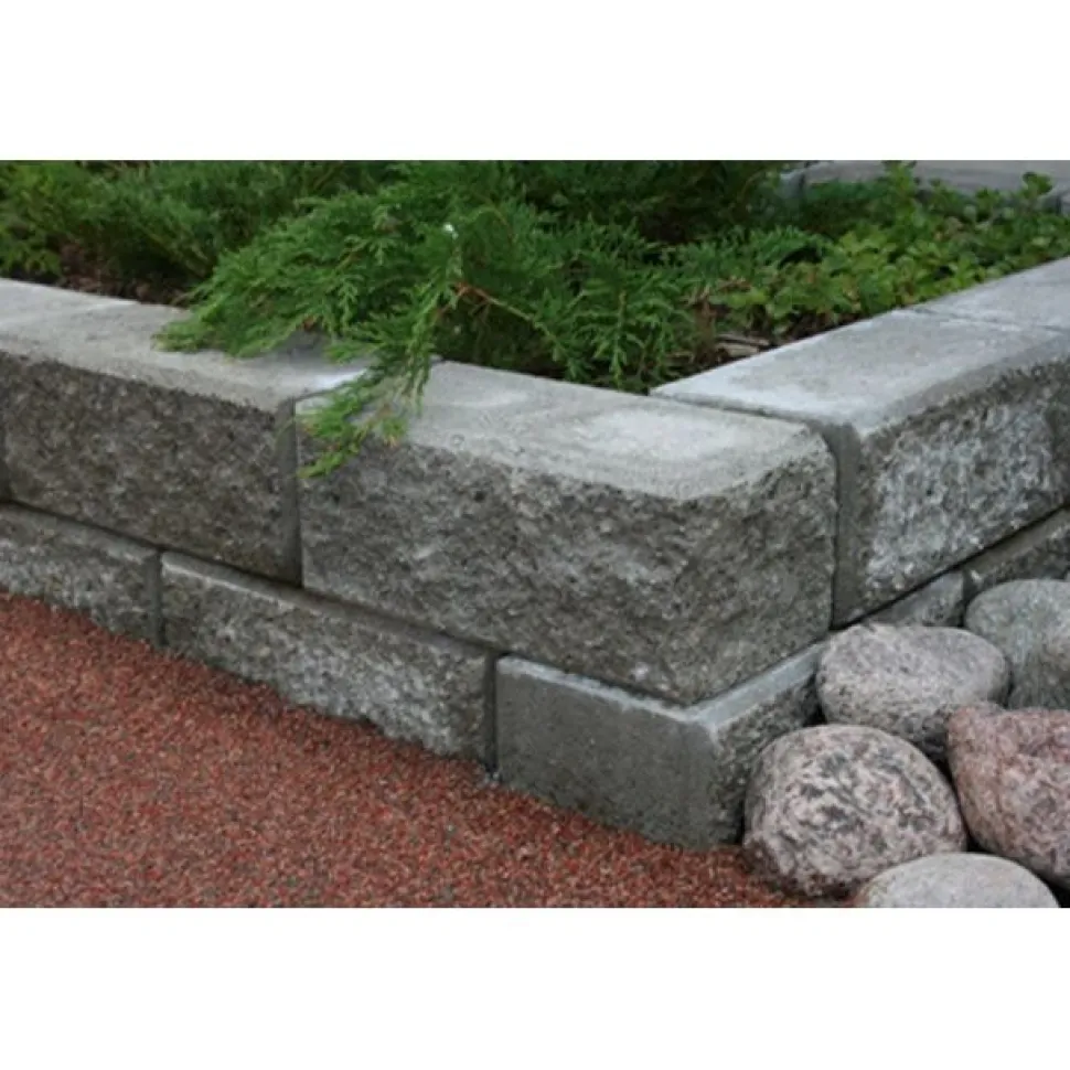Citymuurikivi Lakka lohko/sileä kulma, harmaa 360x180x150mm