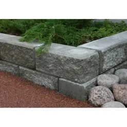 Citymuurikivi Lakka lohko/sileä puolikas, harmaa 180x180x150mm